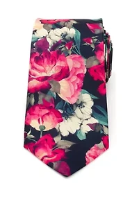 Painted Floral Navy Silk Tie