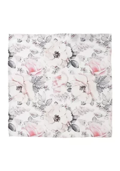 Painted Floral Gray Pocket Square