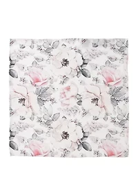 Painted Floral Gray Pocket Square