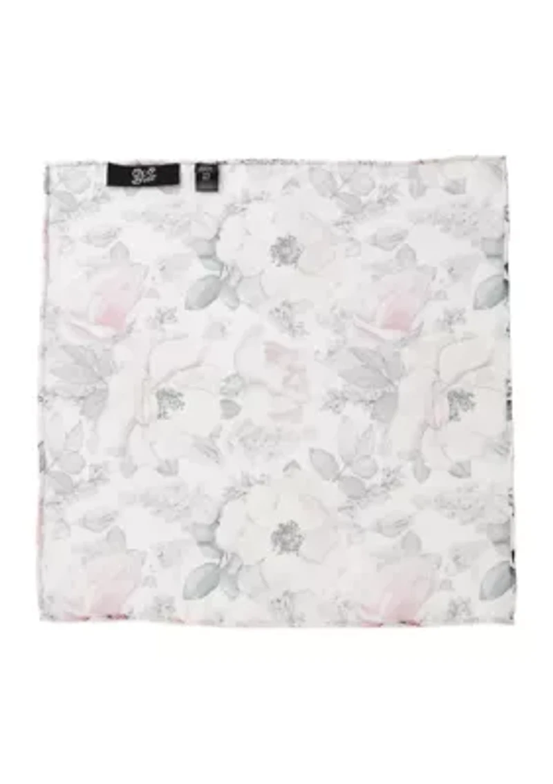 Painted Floral Gray Pocket Square