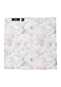 Painted Floral Gray Pocket Square