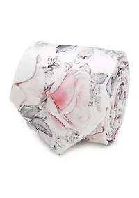 Men's Painted Floral Gray Silk Tie