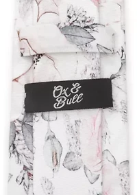 Men's Painted Floral Gray Silk Tie