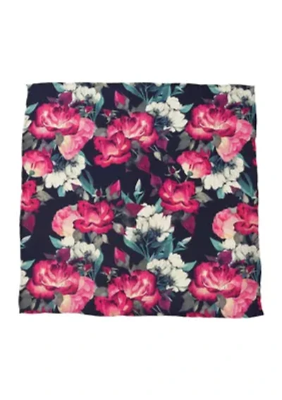 Painted Floral Navy Pocket Square