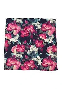 Painted Floral Navy Pocket Square