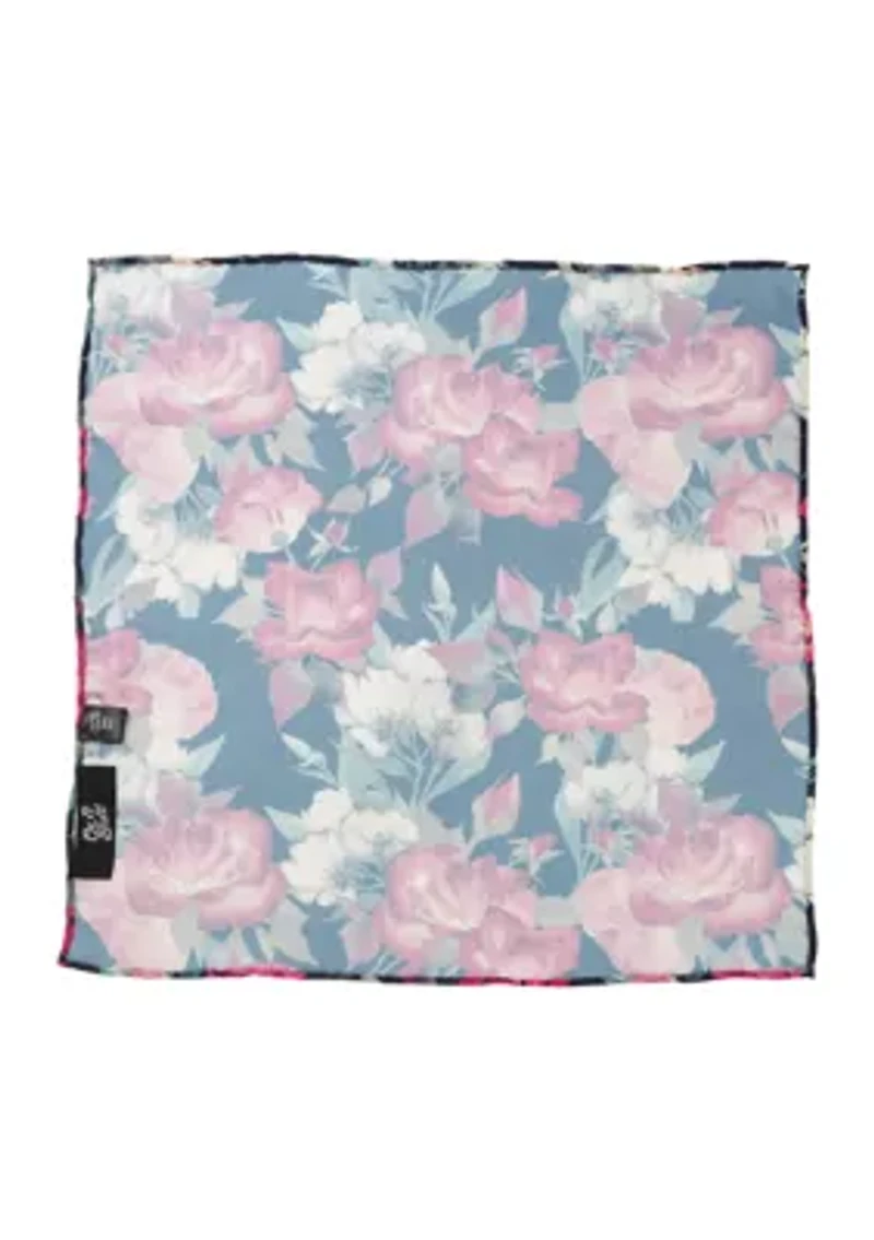 Painted Floral Navy Pocket Square