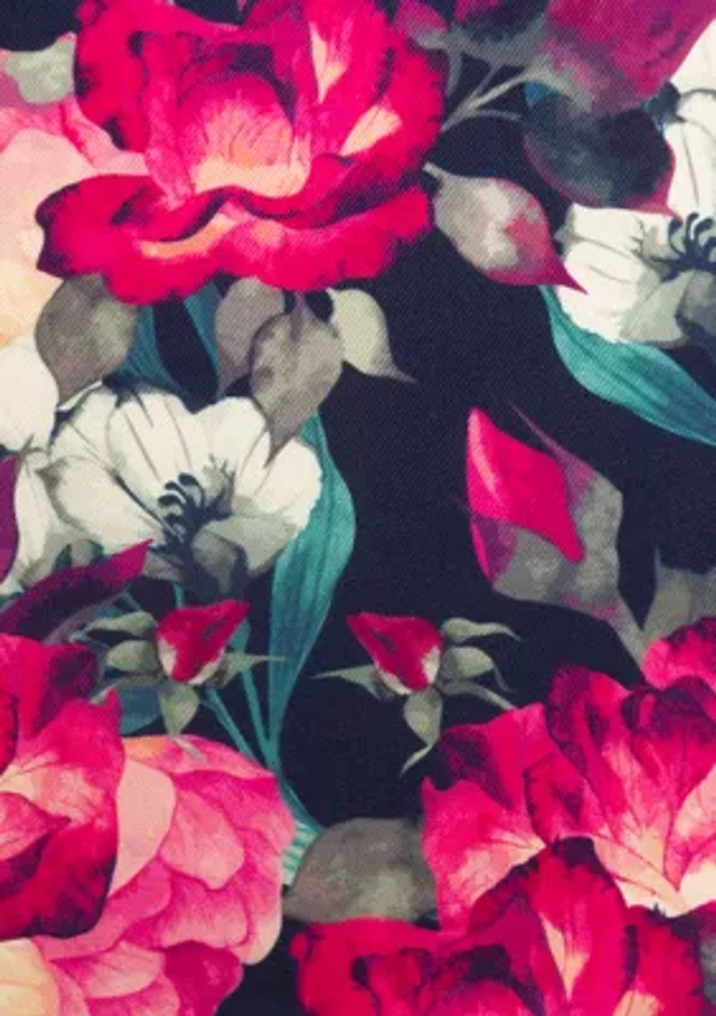 Painted Floral Navy Pocket Square
