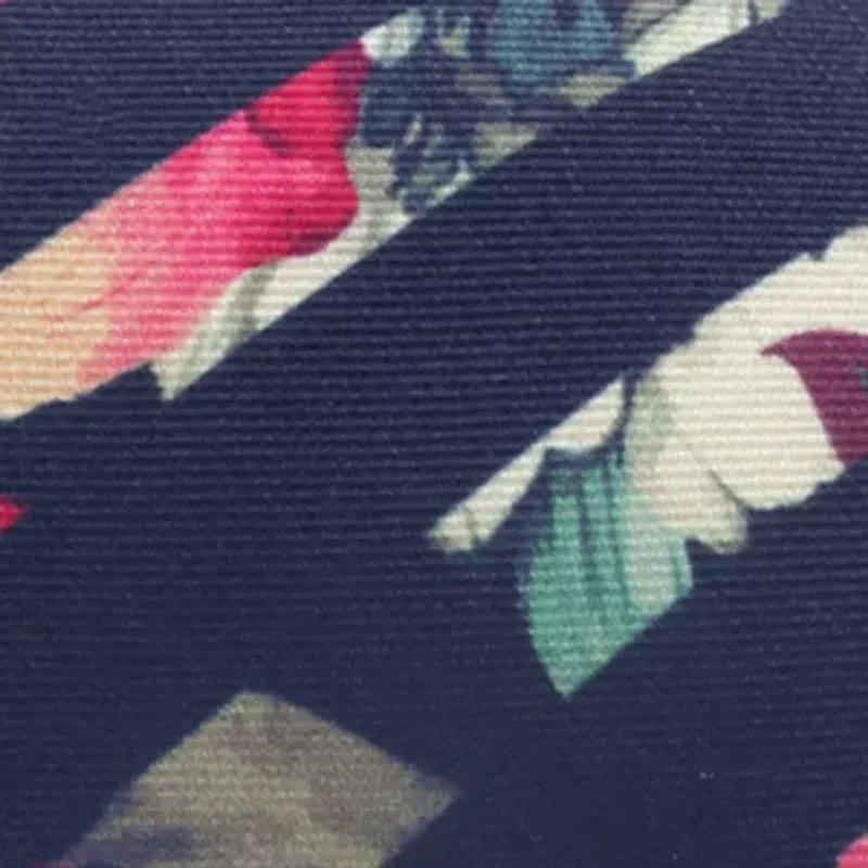 Men's Painted Floral Navy Stripe Silk Tie
