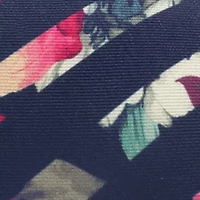 Men's Painted Floral Navy Stripe Silk Tie
