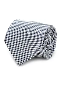 Dotted Herringbone Grey Silk Tie