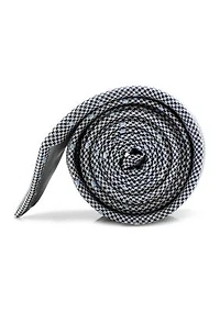 Dotted Herringbone Grey Silk Tie