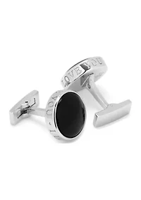 Onyx I Love You Stainless Steel Cufflinks