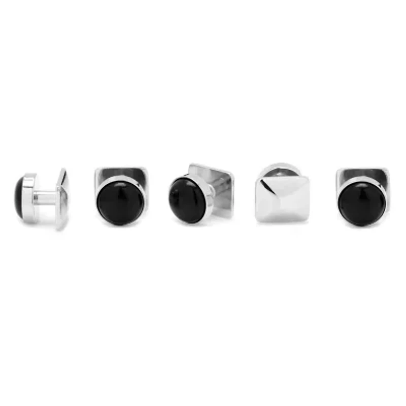 Silver and Onyx 5-Stud Set