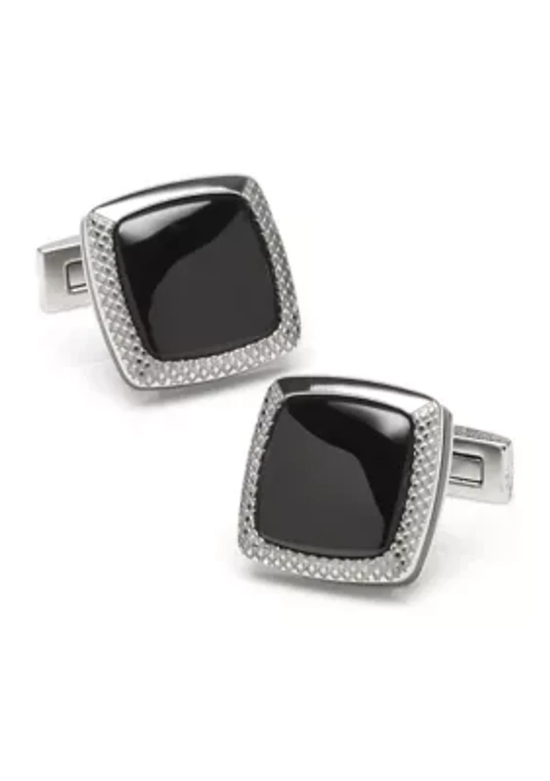 Onyx Cushion Stainless Steel Cufflinks