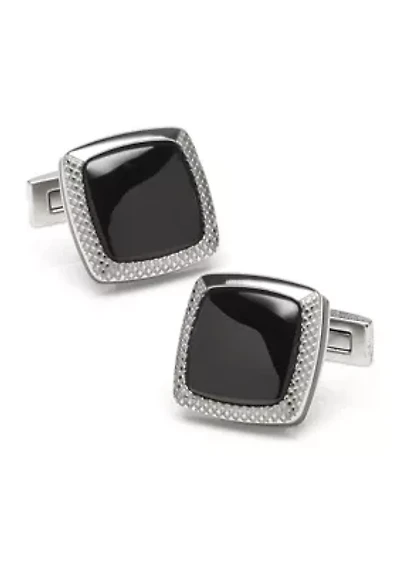 Onyx Cushion Stainless Steel Cufflinks