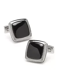 Onyx Cushion Stainless Steel Cufflinks
