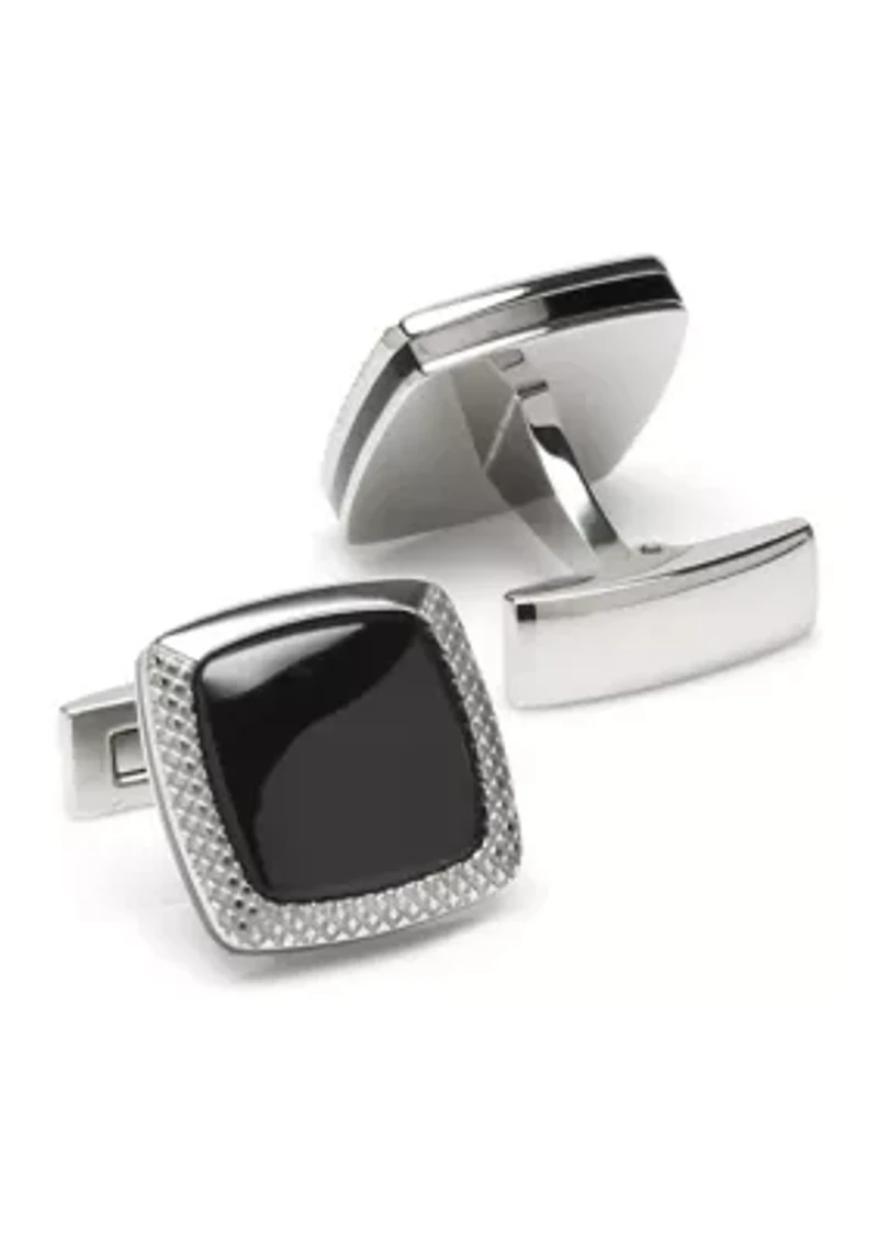 Onyx Cushion Stainless Steel Cufflinks