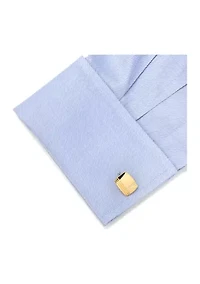 Stainless Steel Gold Tartan Plaid Cufflinks