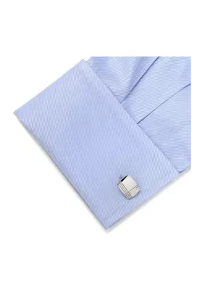Stainless Steel Tartan Plaid Cufflinks
