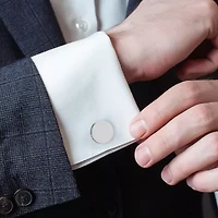 Stainless Steel Engravable Pave Edge Cufflinks