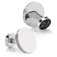 Stainless Steel Engravable Pave Edge Cufflinks