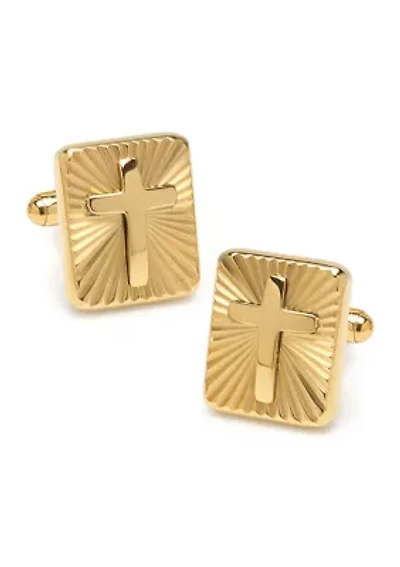 Radiant Cross Gold Stainless Steel Cufflinks