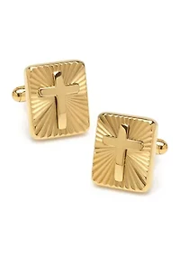 Radiant Cross Gold Stainless Steel Cufflinks