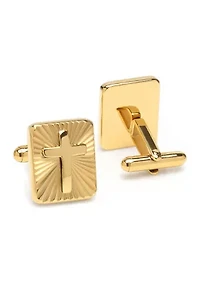 Radiant Cross Gold Stainless Steel Cufflinks
