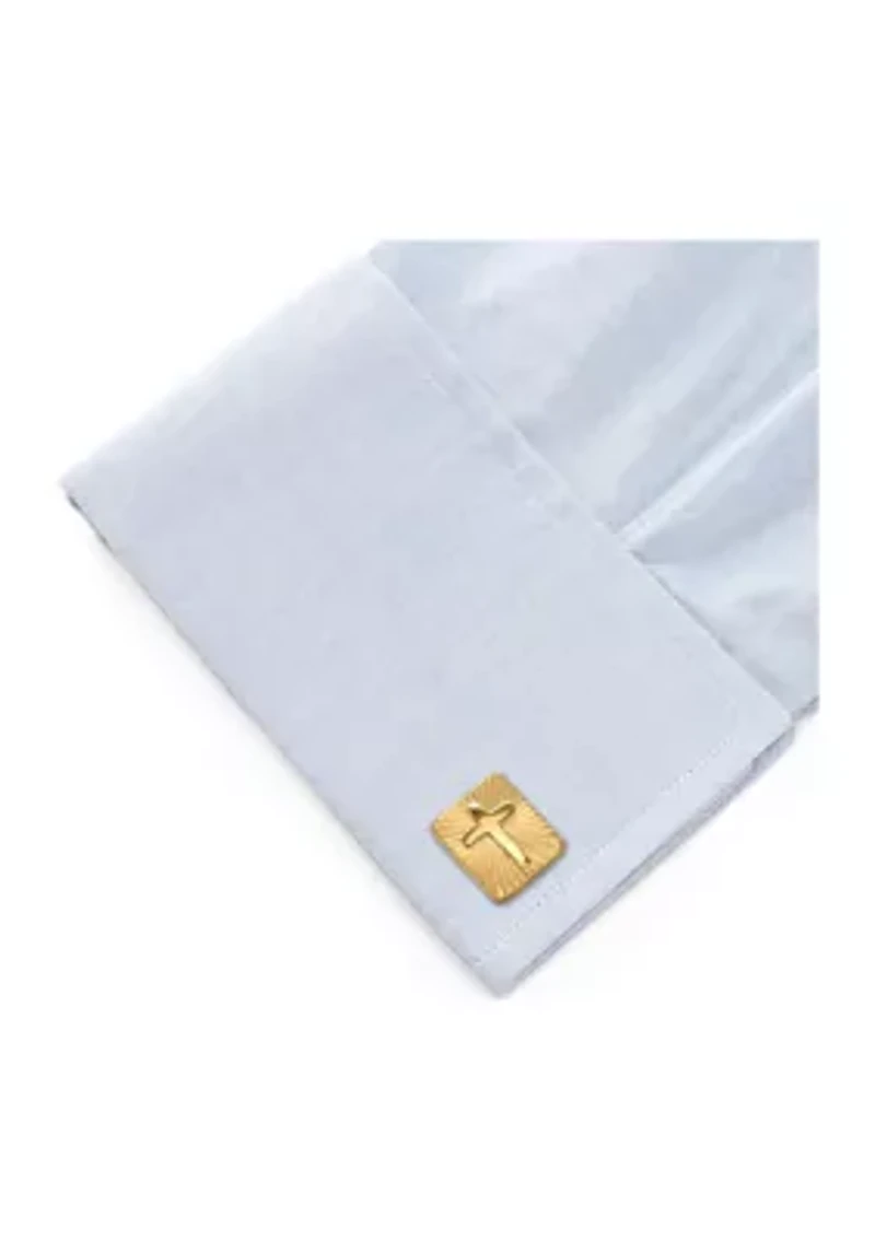 Radiant Cross Gold Stainless Steel Cufflinks