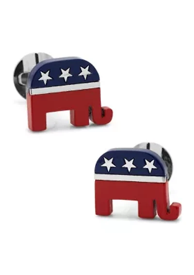 Stainless Steel Republican Elephant Cufflinks