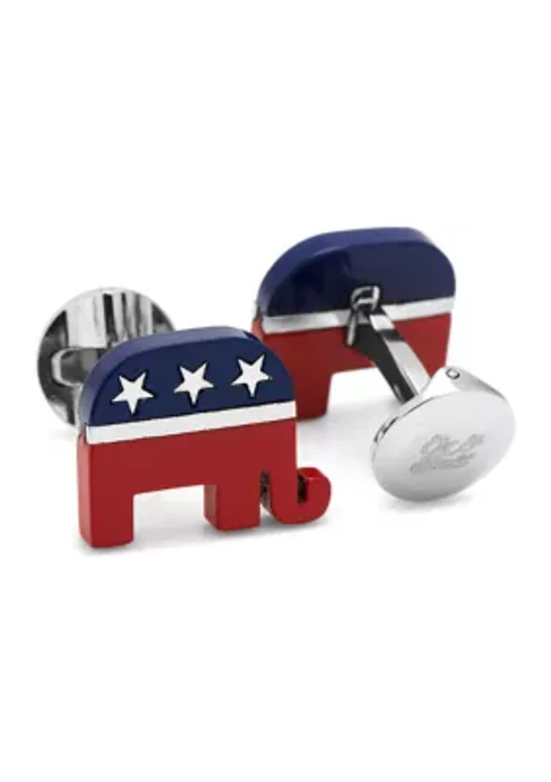 Stainless Steel Republican Elephant Cufflinks