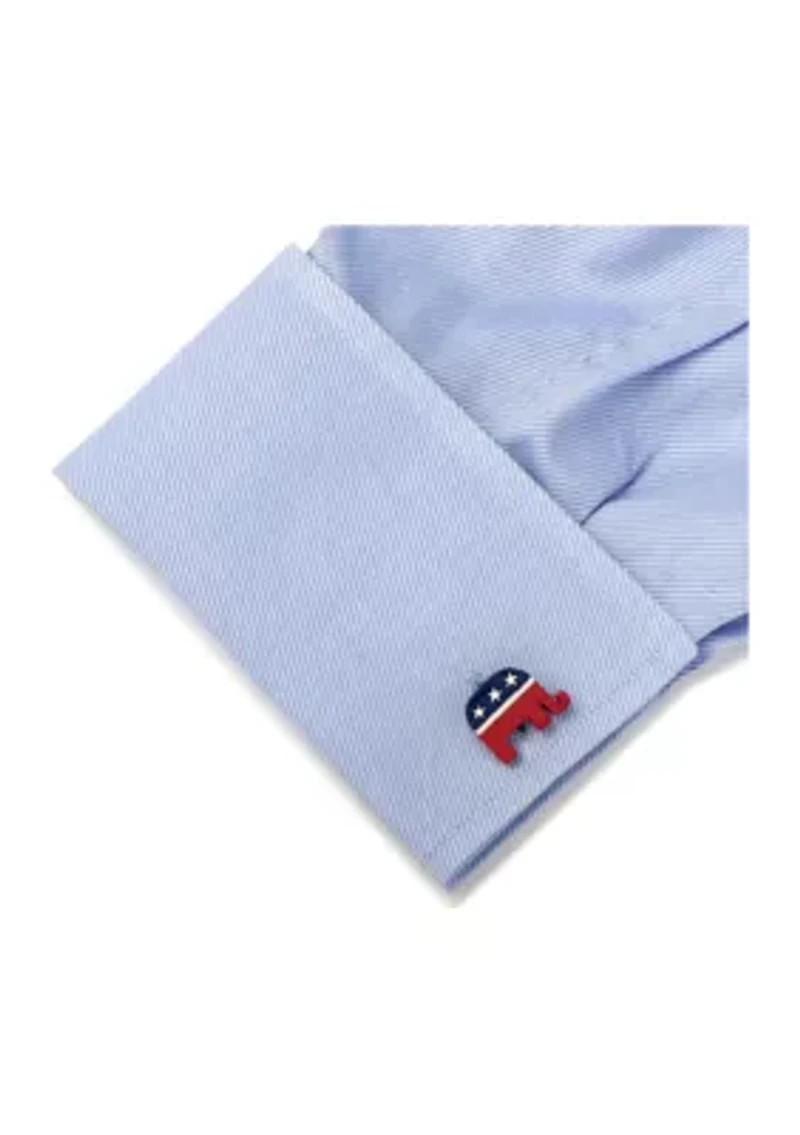 Stainless Steel Republican Elephant Cufflinks