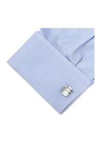 Stainless Steel Striped Mother of Pearl Cufflinks