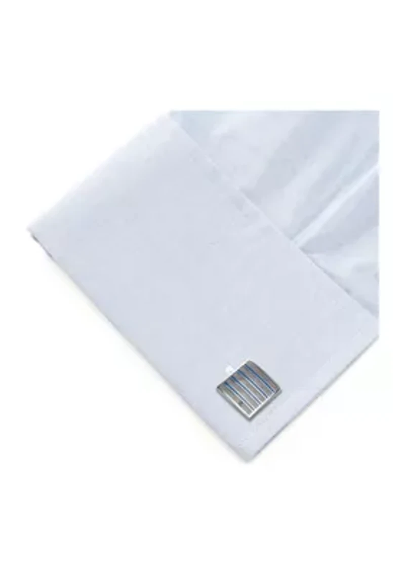 Gray and Blue Striped Square Cufflinks