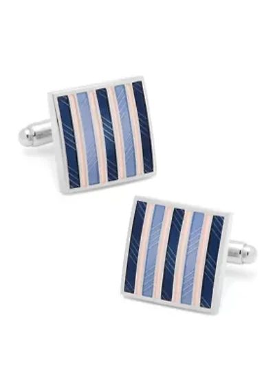 and Navy Striped Square Cufflinks