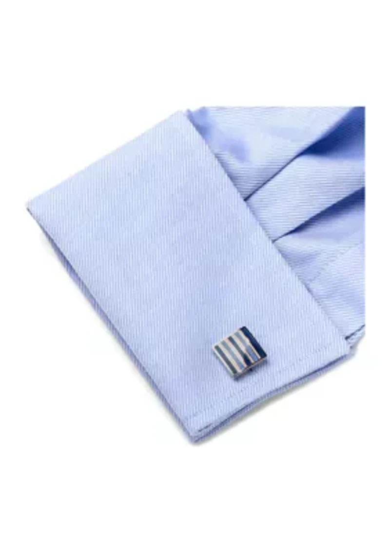 and Navy Striped Square Cufflinks