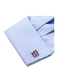 Red and Navy Striped Square Cufflinks