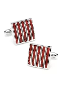 Red and Gray Striped Square Cufflinks