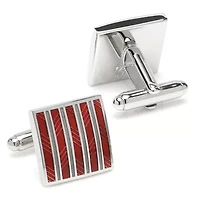 Red and Gray Striped Square Cufflinks