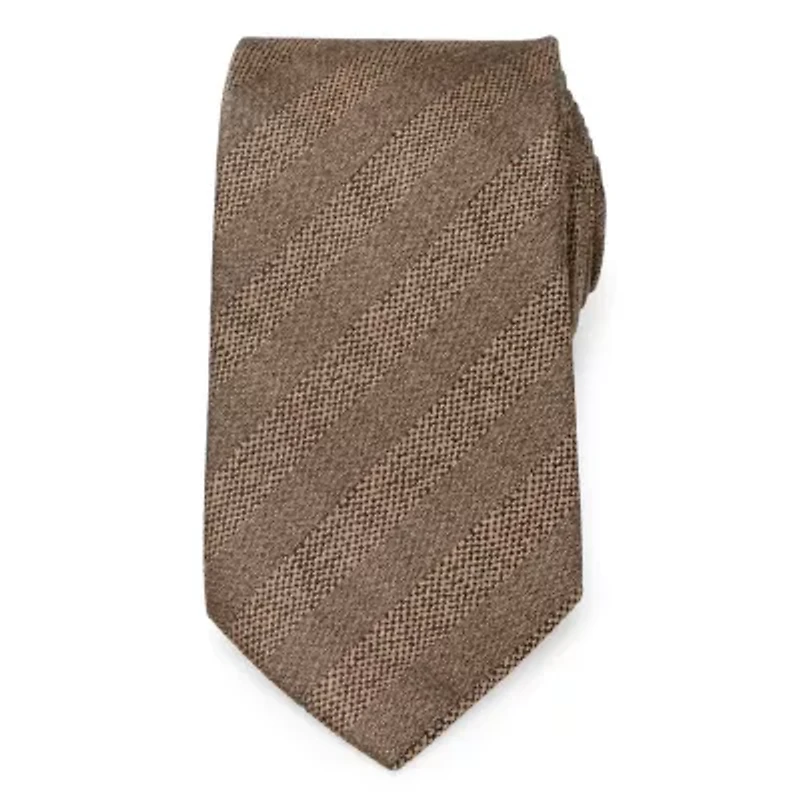 Tan Tweed Striped Linen Men's Tie
