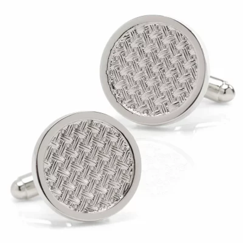 Woven Metal Silver Cufflinks