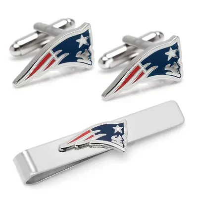 NFL New England Patriots Cufflinks and Tie Bar Gift Set