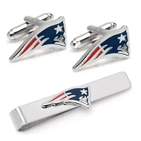 NFL New England Patriots Cufflinks and Tie Bar Gift Set