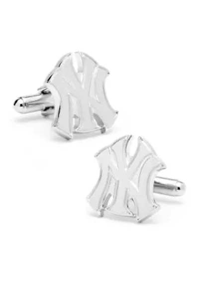 Silver New York Yankees Logo Cufflinks