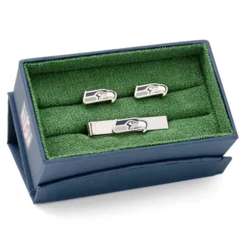 NFL Seattle Seahawks Cufflinks and Tie Bar Gift Set