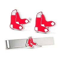 MLB Boston Red Sox Cufflinks and Tie Bar Gift Set