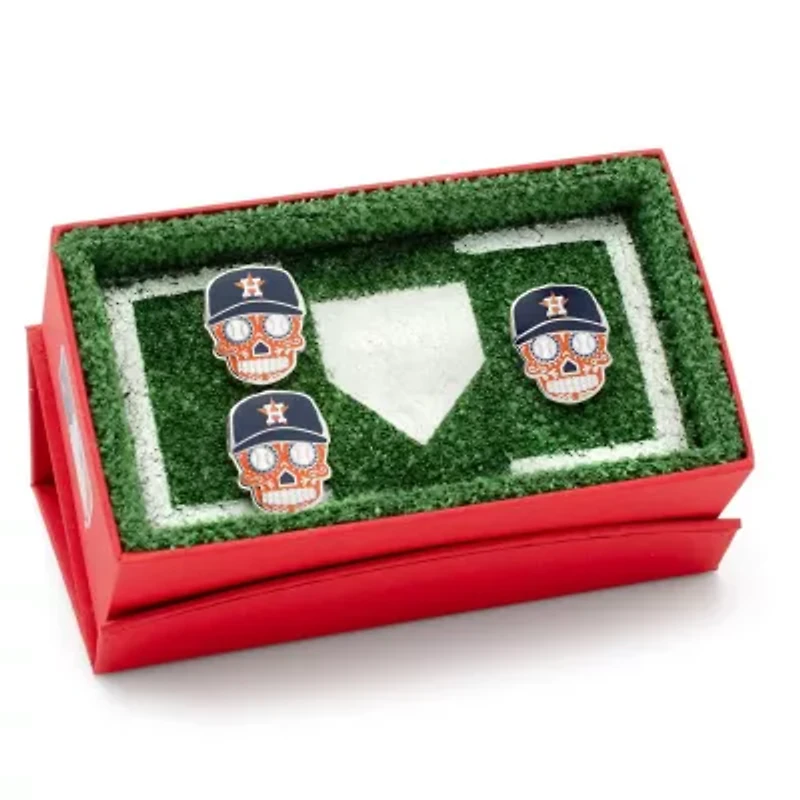 MLB Houston Astros Sugar Skull Cufflinks & Lapel Pin Gift Set