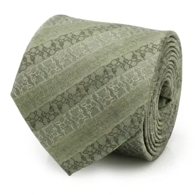 Grogu Outline Stripe Sage Green Tie
