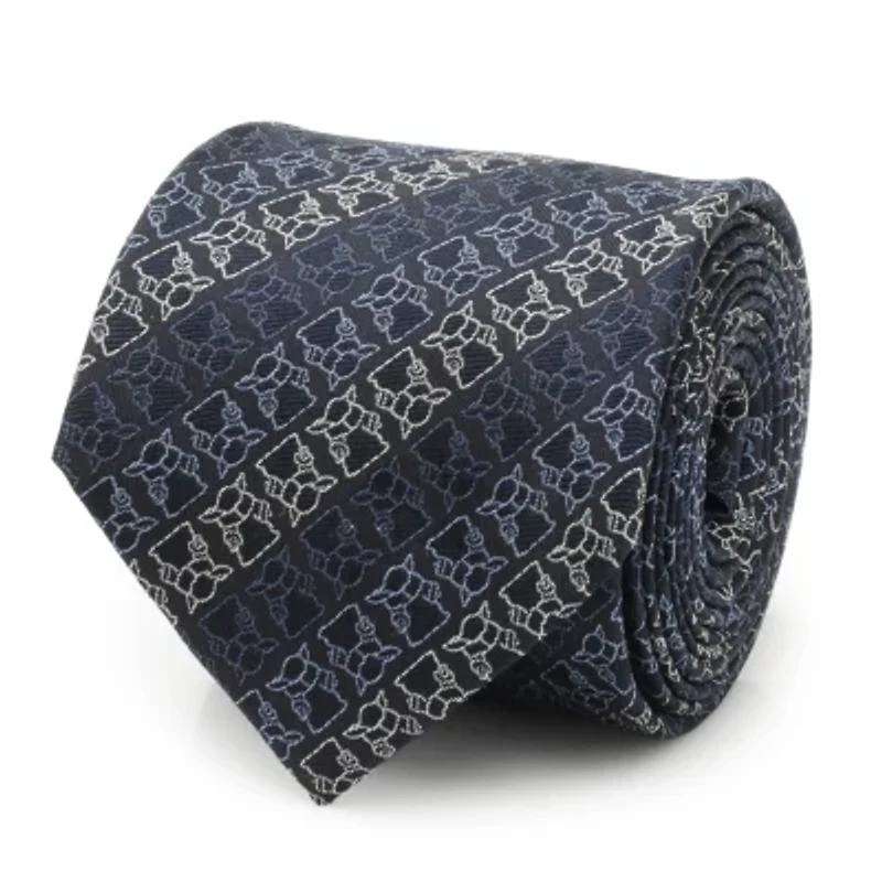 Grogu Outline Stripe Navy Tie