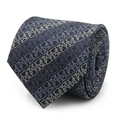 Grogu Outline Stripe Navy Tie